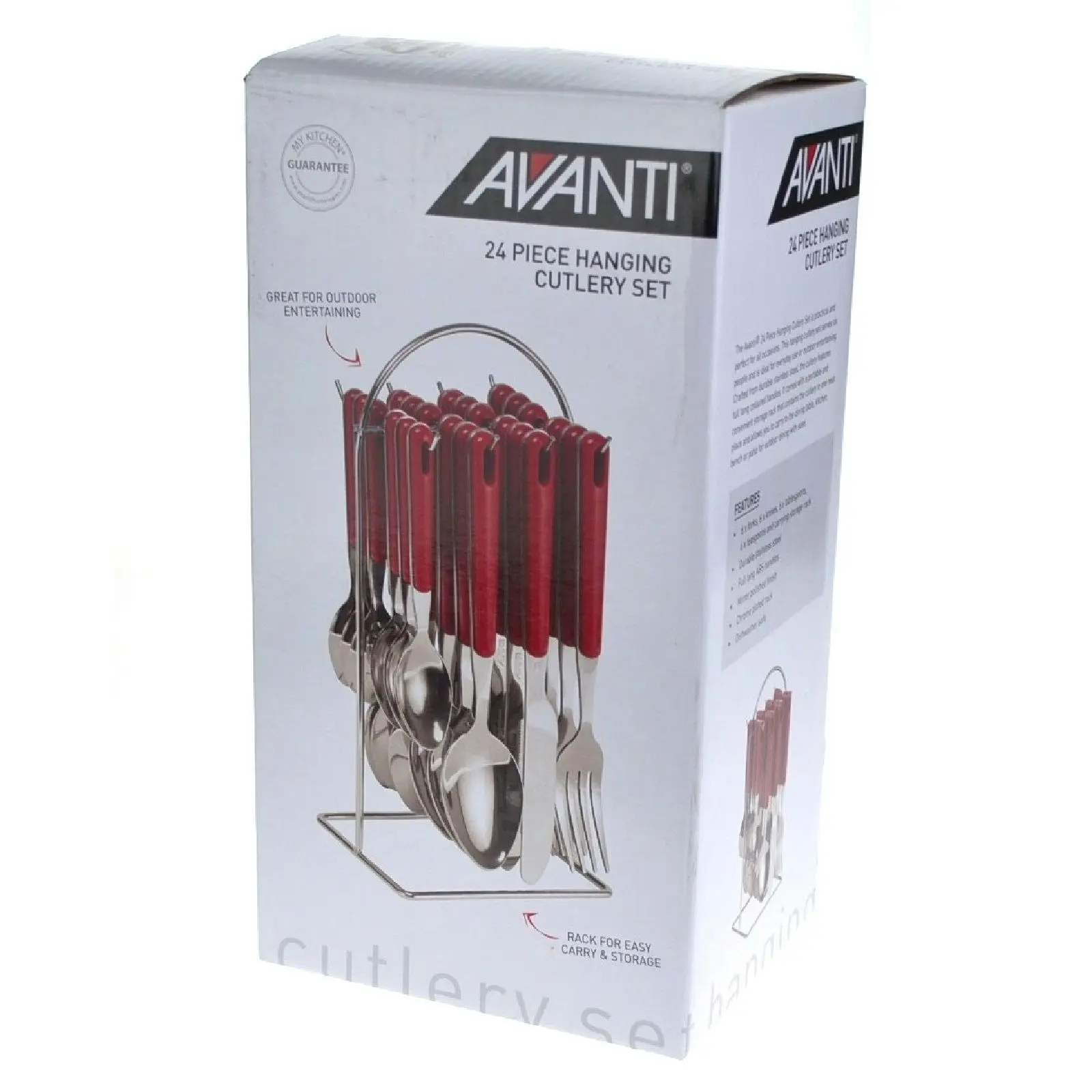 Avanti 24 Piece Hanging Cutlery Set   Red, Black Or White