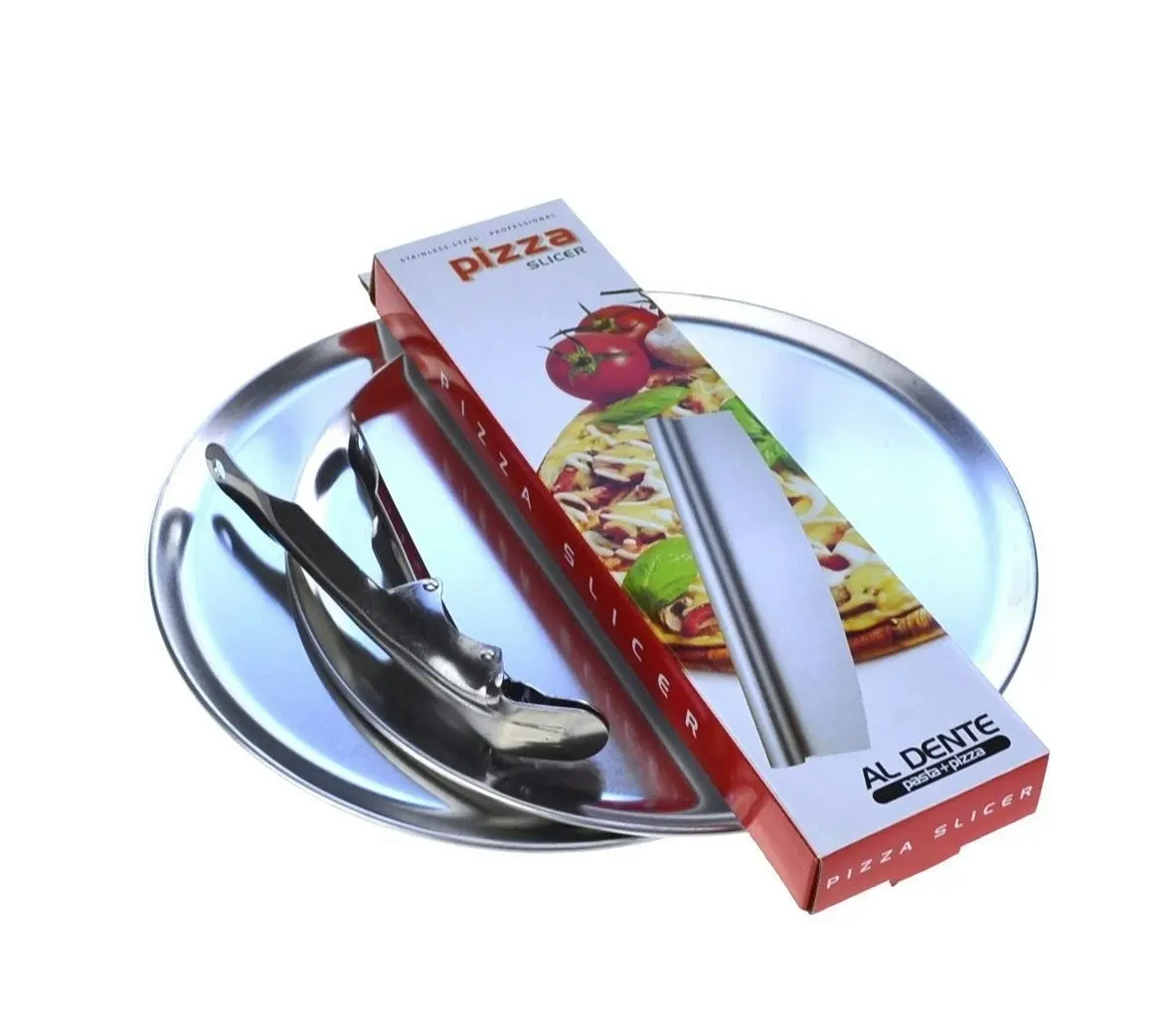 Appetito Pizza Flat Pack   2 X 300mm Pizza Plates And Rocking Pizza Cutter + Pizza Gripper