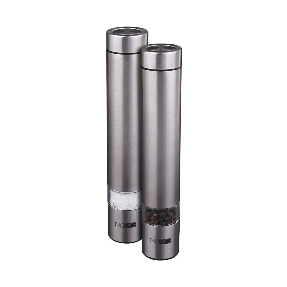 Prospice PILOT STAINLESS STEEL BATTERY OPERATED SALT & PEPPER MILL SET 18cm