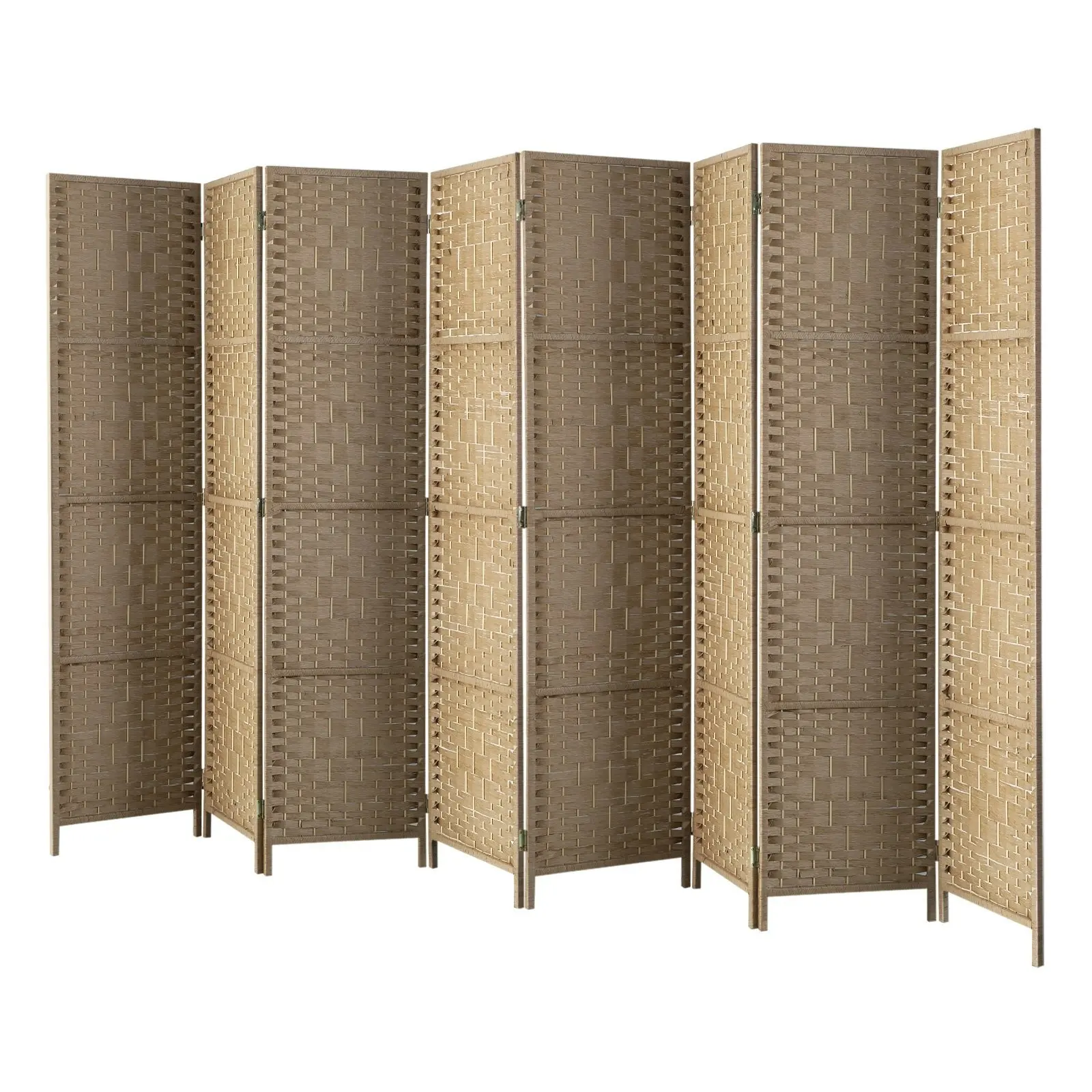 Oikiture 8 Panel Room Divider Privacy Screen Dividers Woven Wood Fold Stand