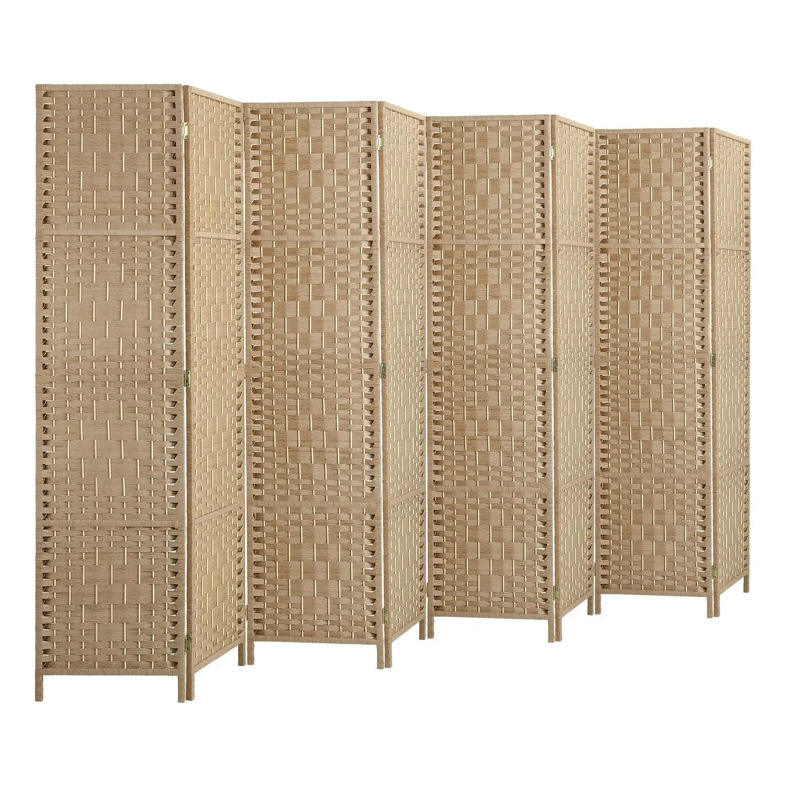 Oikiture 8 Panel Room Divider Privacy Screen Dividers Woven Wood Fold Stand