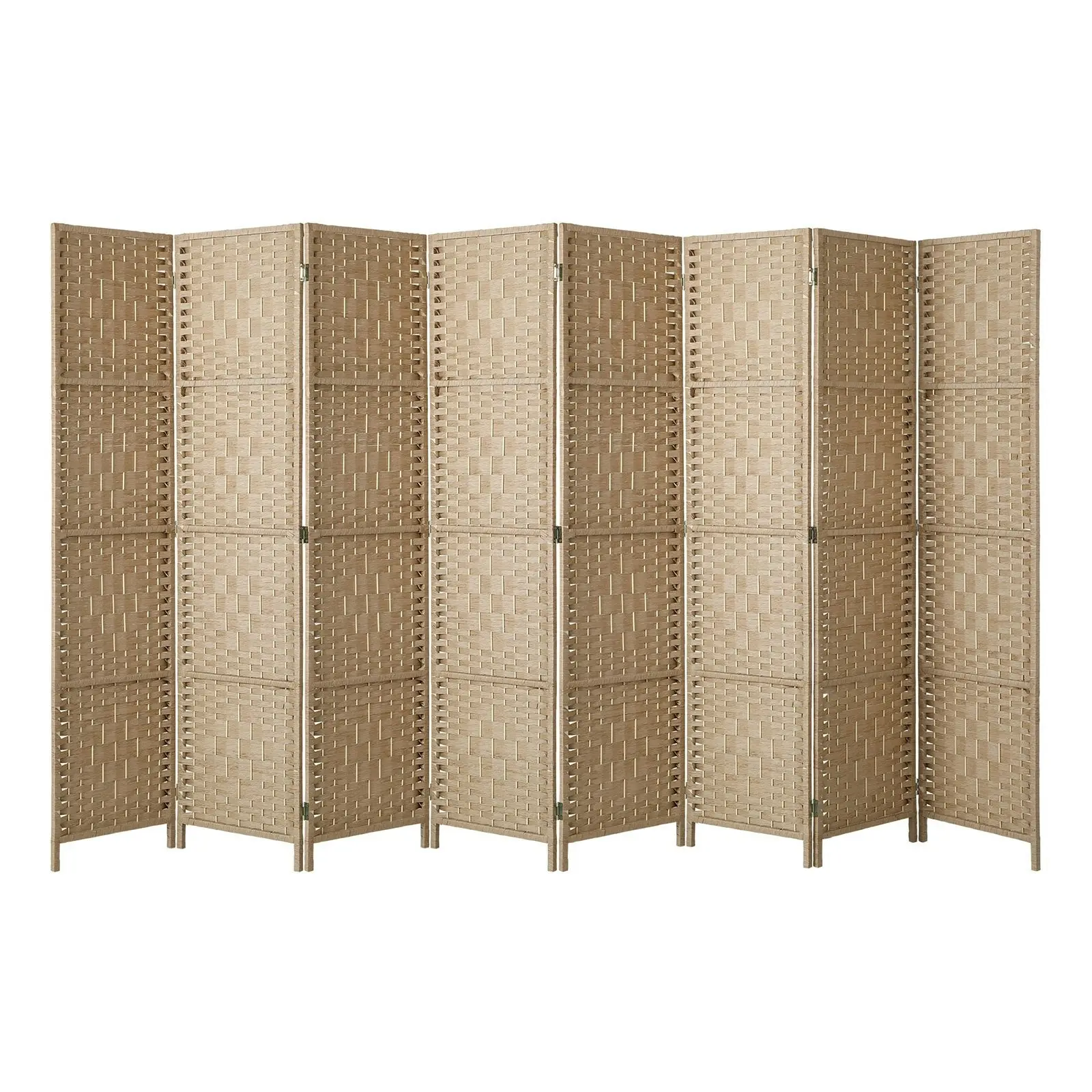 Oikiture 8 Panel Room Divider Privacy Screen Dividers Woven Wood Fold Stand