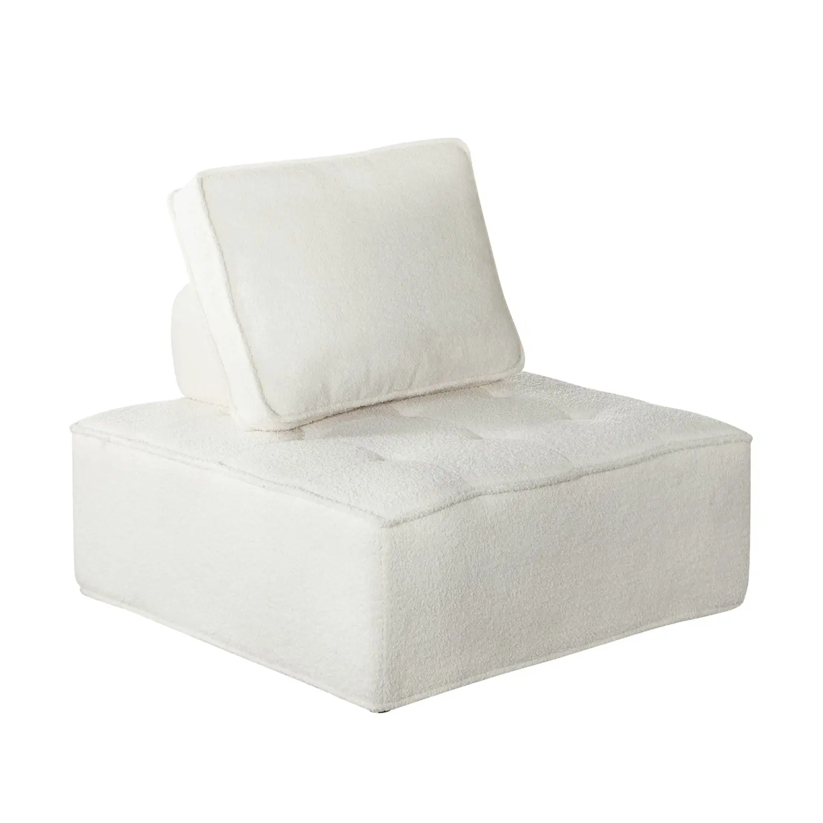 Oikiture Modular Sofa Lounge Chair Armless Adjustable Back Cushion Sherpa White