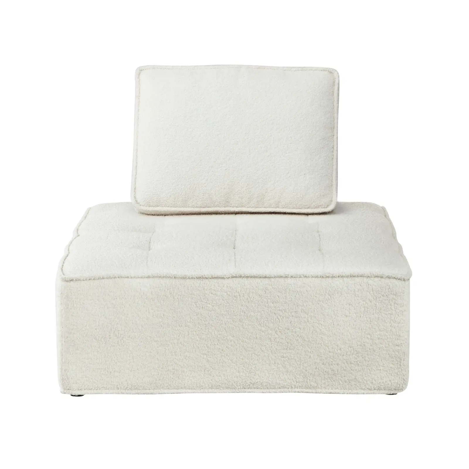 Oikiture Modular Sofa Lounge Chair Armless Adjustable Back Cushion Sherpa White