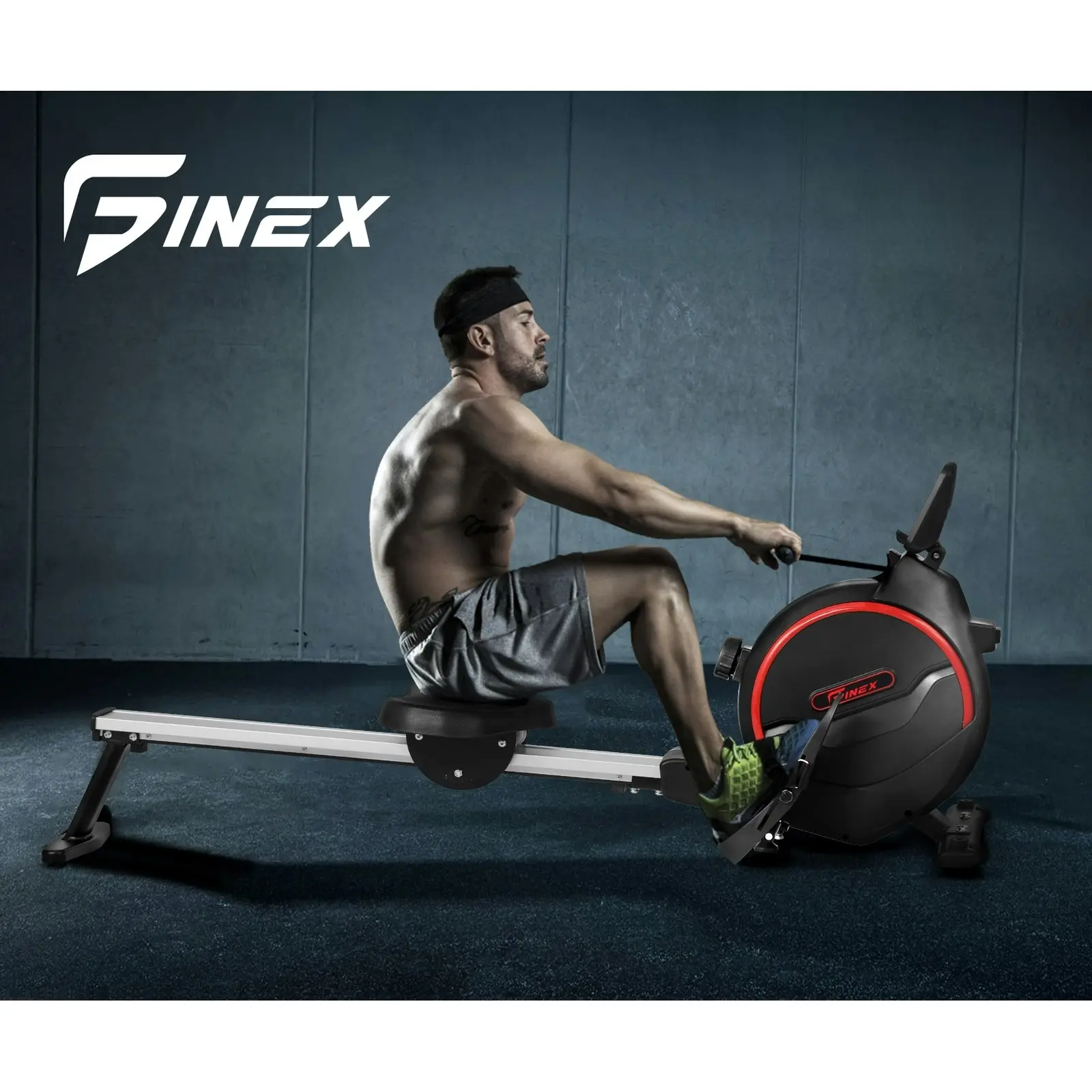 Finex Rowing Machine Rower Magnetic Resistance Fitness Home Gym Cardio 16-Level