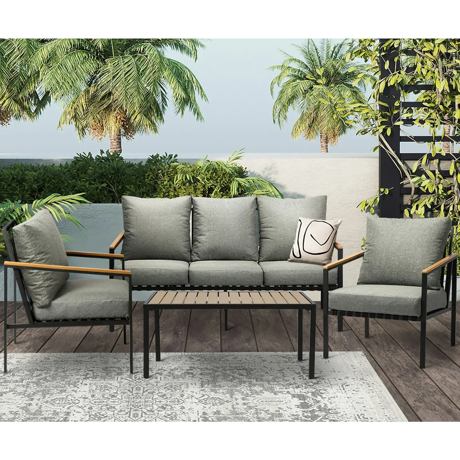 Livsip Outdoor Lounge Sofa Set Patio Furniture Dining Table Chairs Garden