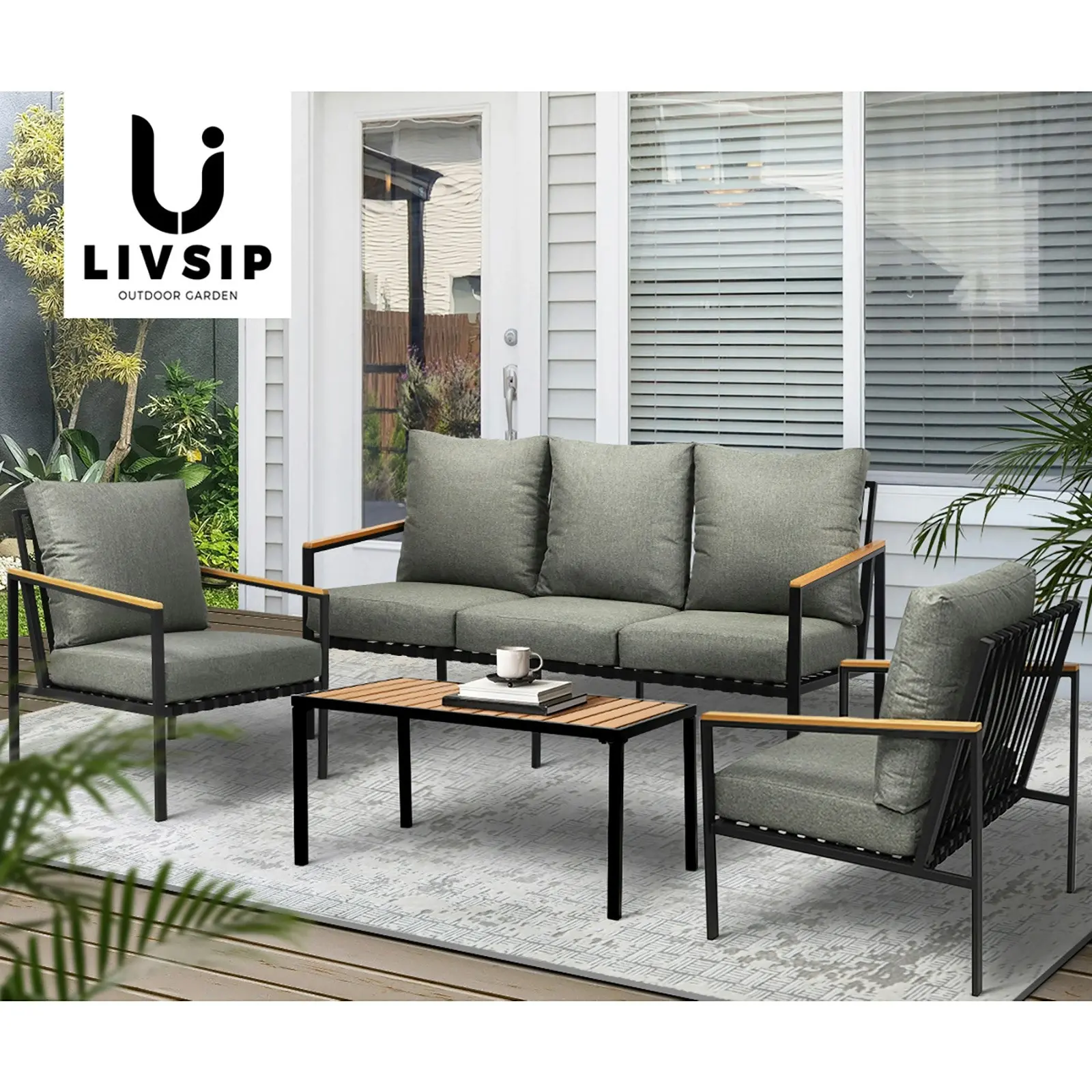 Livsip Outdoor Lounge Sofa Set Patio Furniture Dining Table Chairs Garden