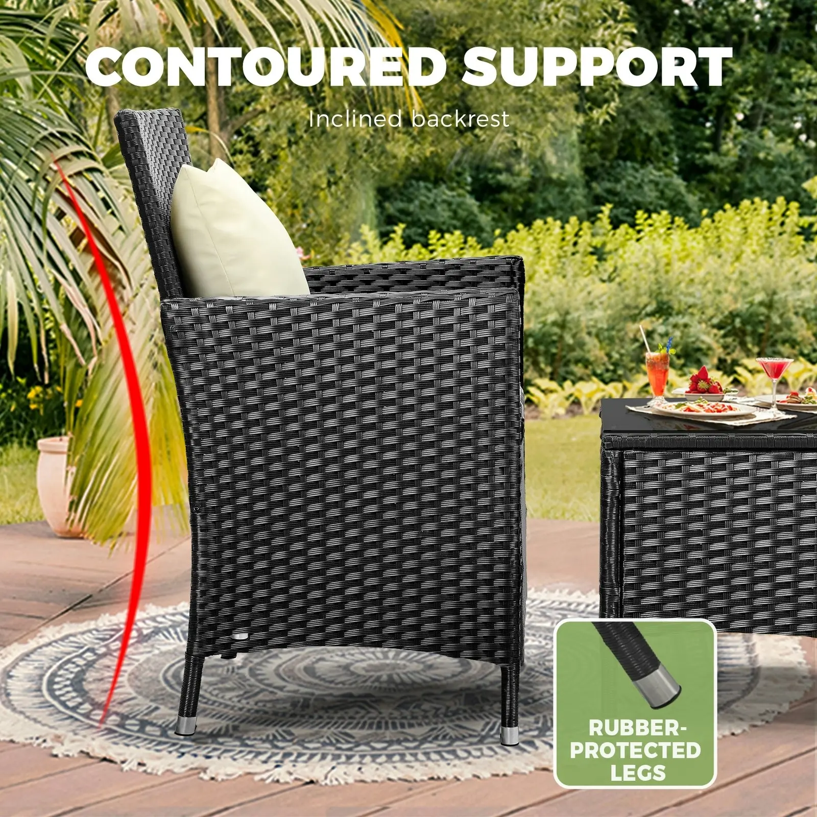 Livsip Outdoor Furniture 3 Piece Wicker Bistro Set Patio Chairs Table Garden