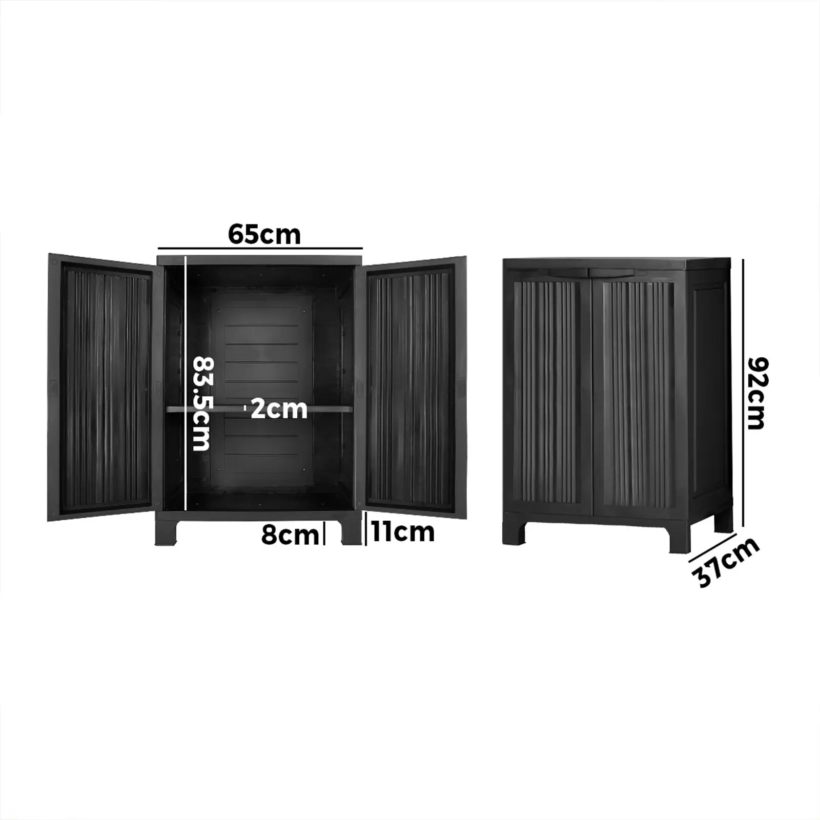 Livsip Outdoor Storage Cabinet Box Garden Garage Cupboard Adjustable Lockable Black