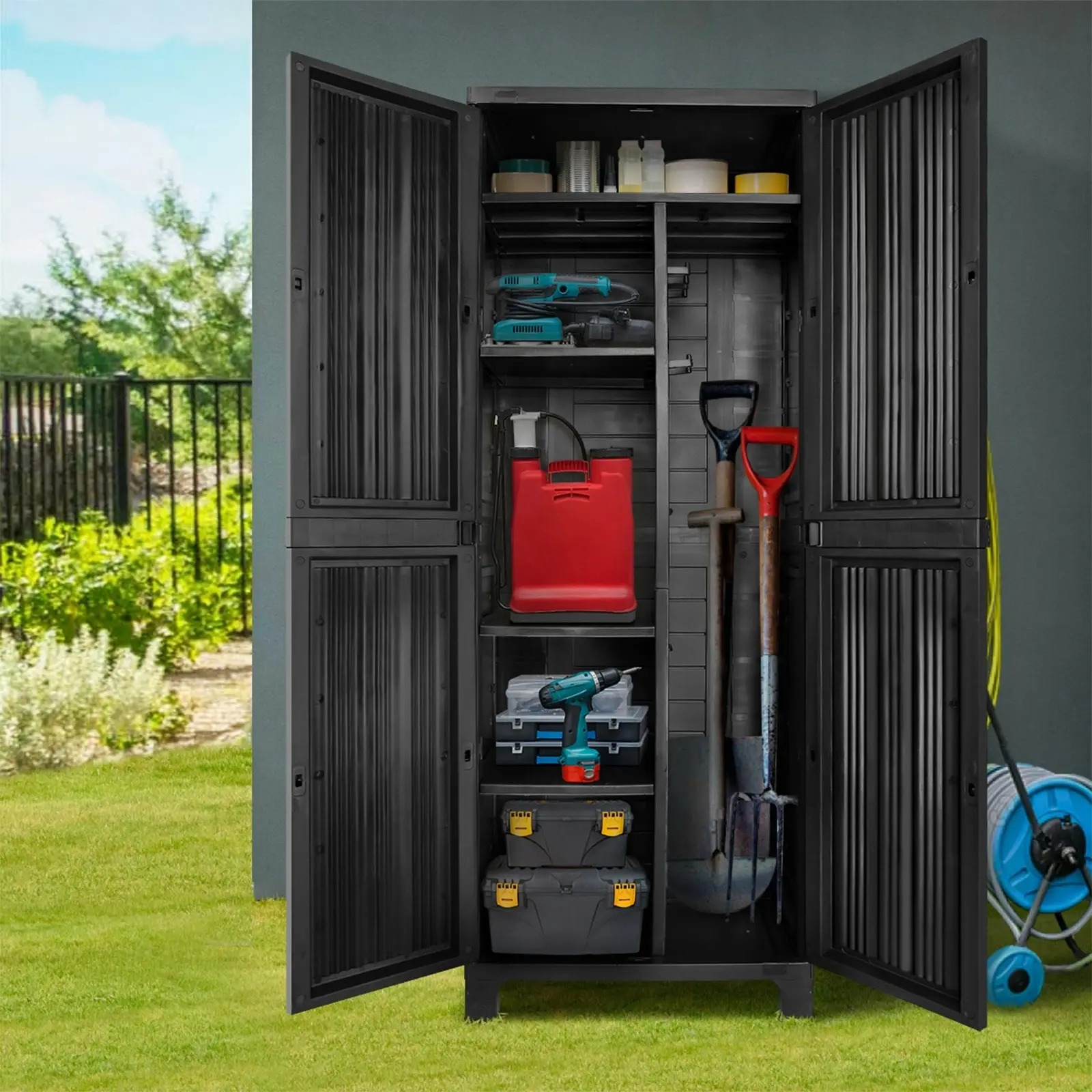 Livsip Outdoor Storage Cabinet Box Cupboard Garage Garden Adjustable Lockable