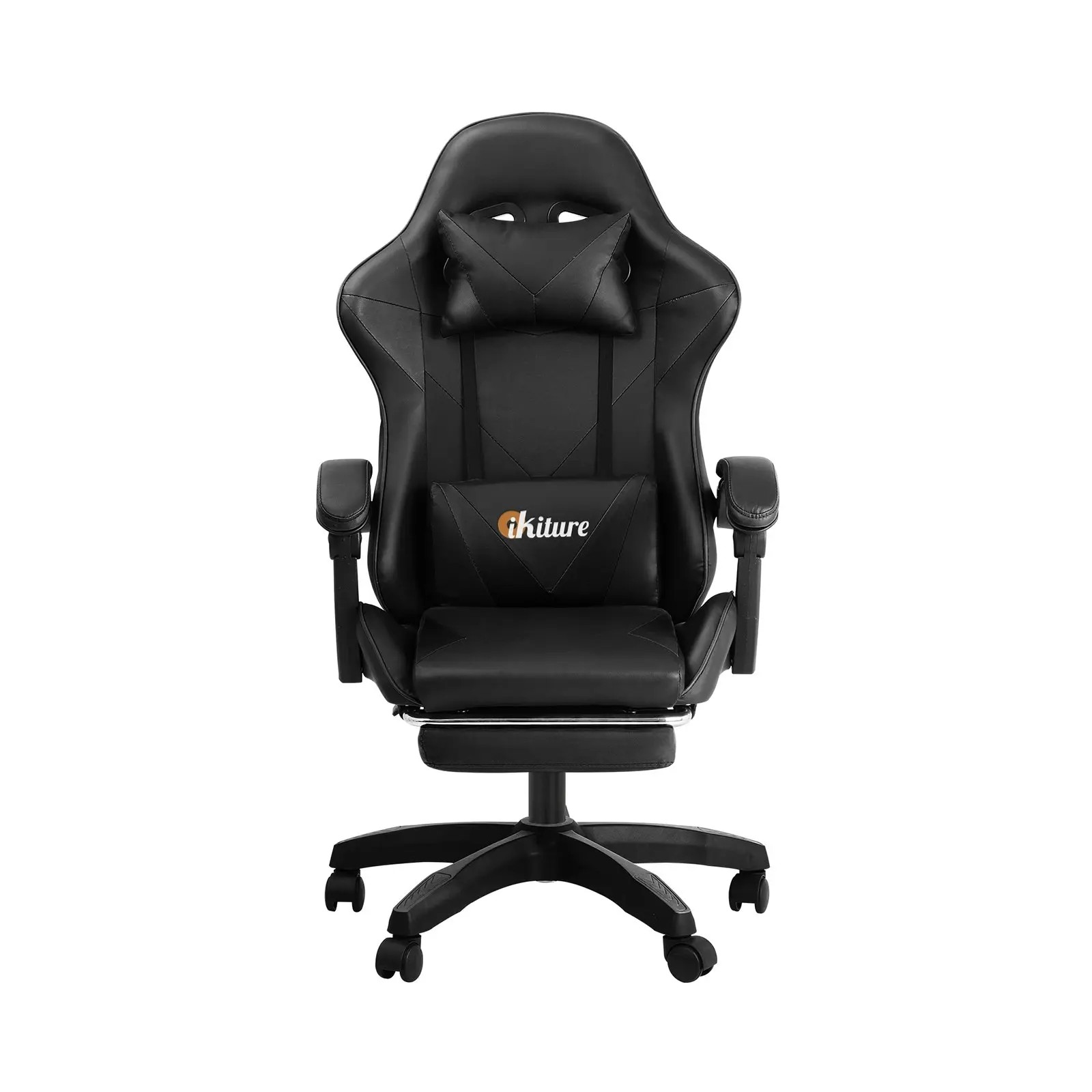 Oikiture Massage Racing Gaming Chair Recliner Office PU Leather with Footrest Black