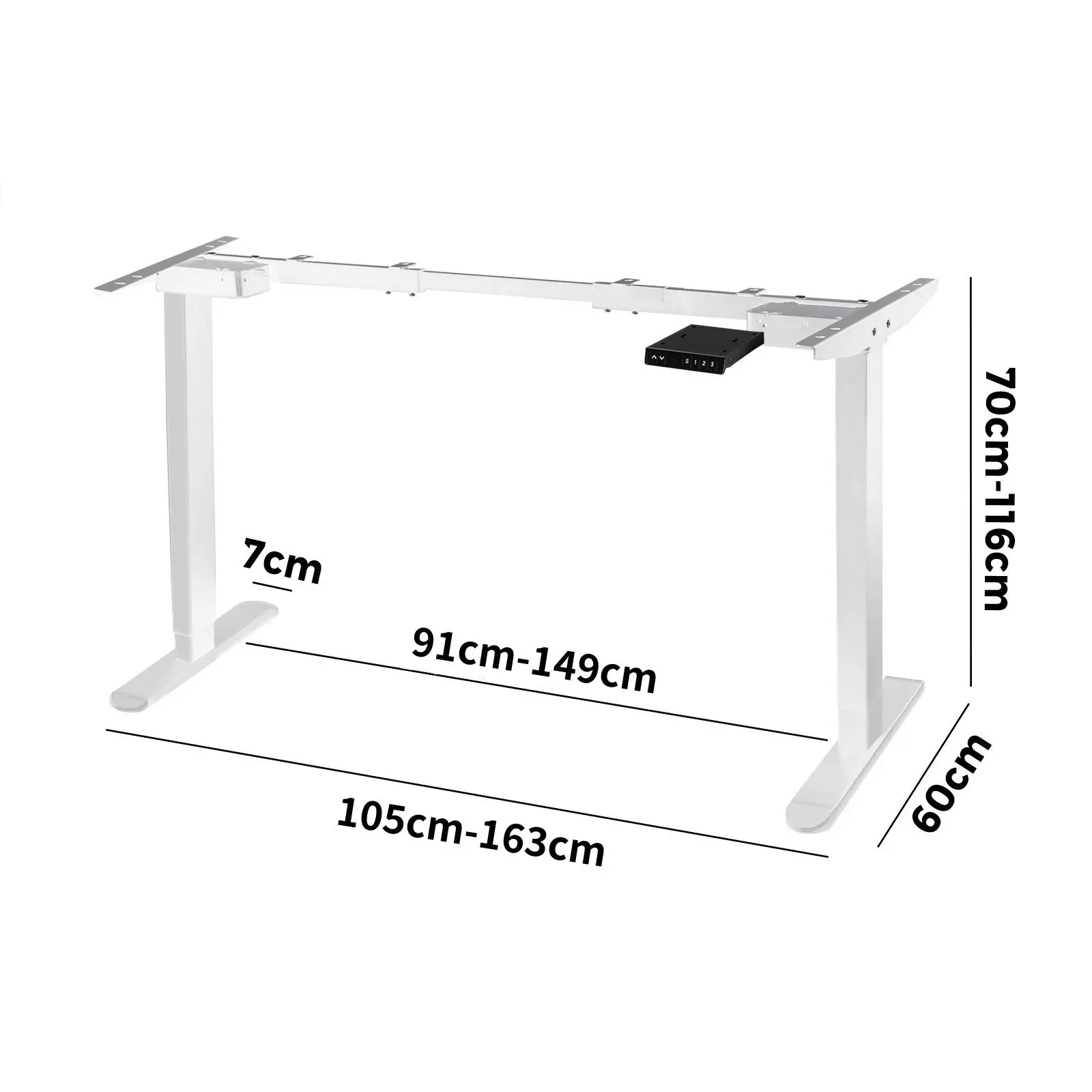 Oikiture Standing Desk Frame Only Single Motor Height Adjustable Motorised Sit Stand Table White