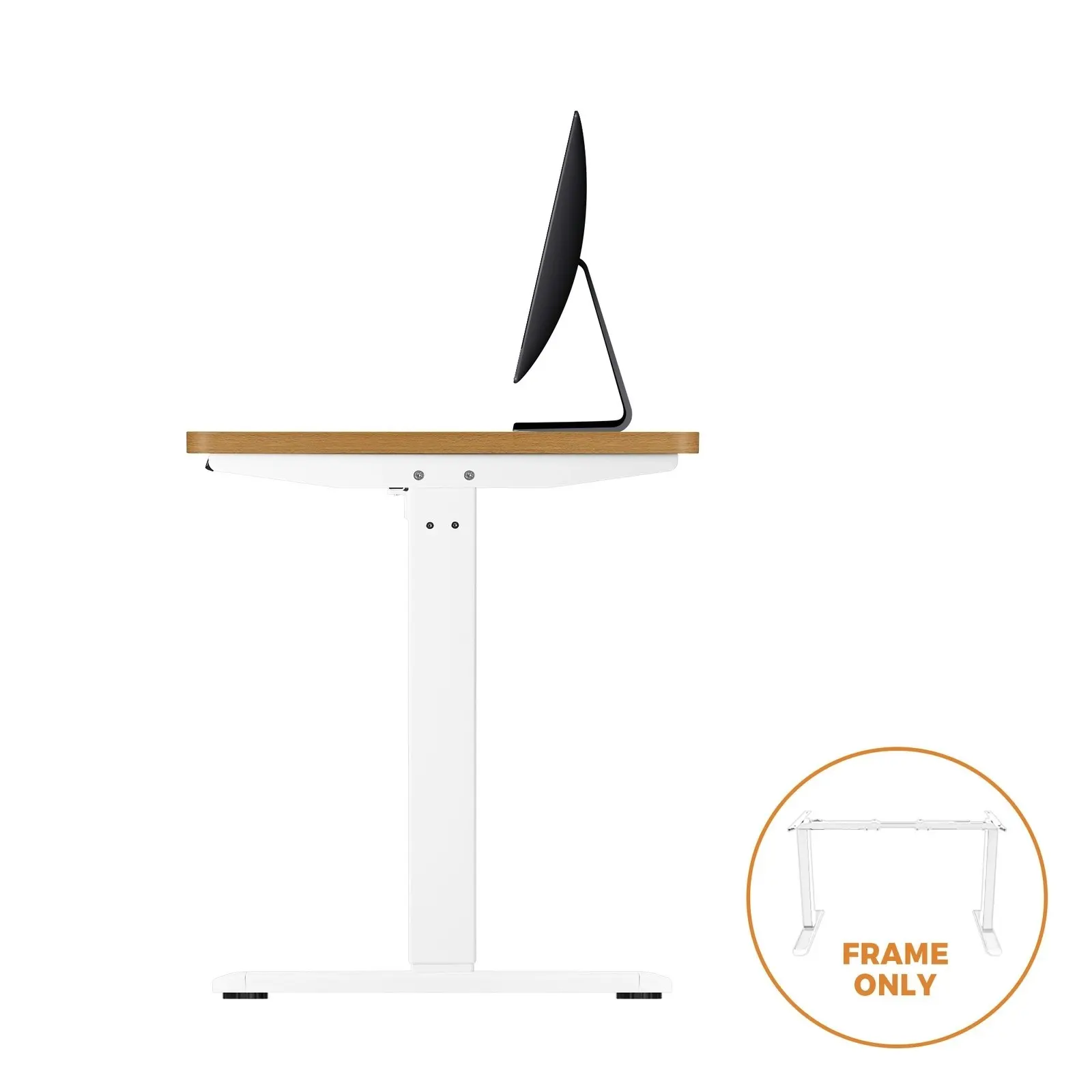 Oikiture Standing Desk Frame Only Single Motor Height Adjustable Motorised Sit Stand Table White