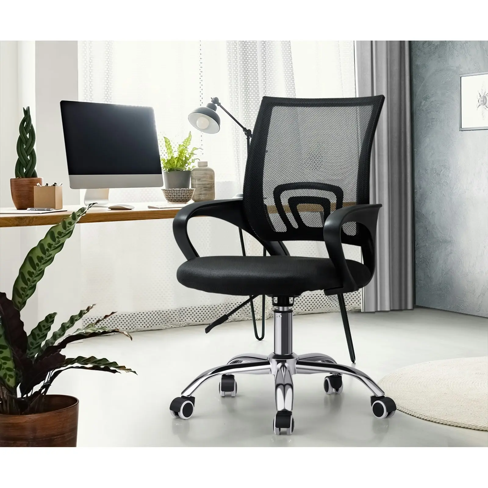 Oikiture Office Gaming Chair Computer Mesh Chairs Executive Foam Seat Black