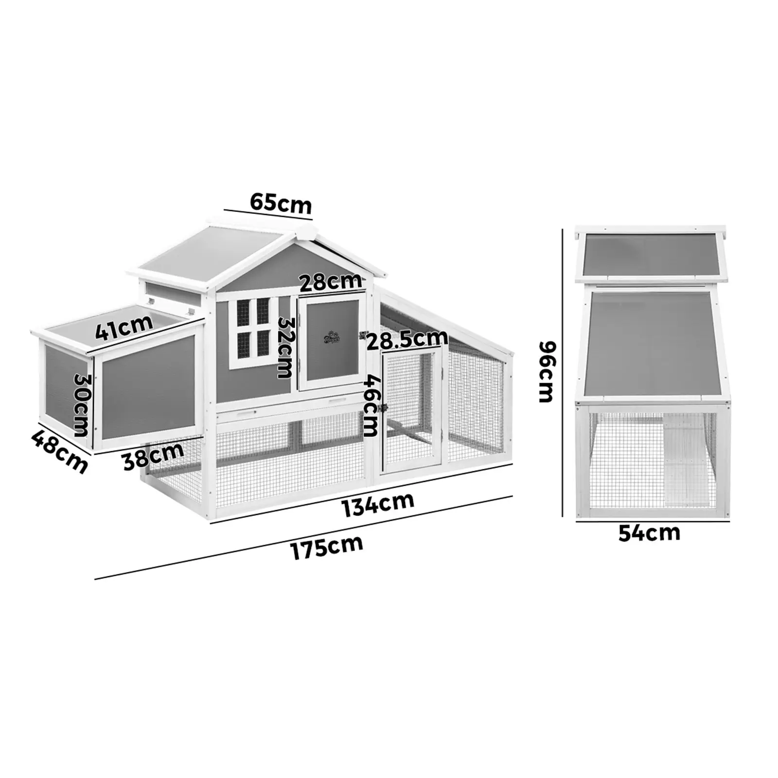 Alopet Chicken Coop Rabbit Hutch Large Wooden House Run Hatch Box Open Roof