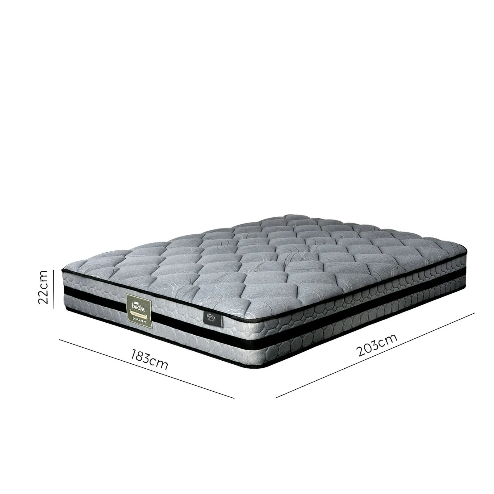 Bedra King Mattress Bed Mattress 3D Mesh Fabric Firm Foam Spring 22cm 7-Zone