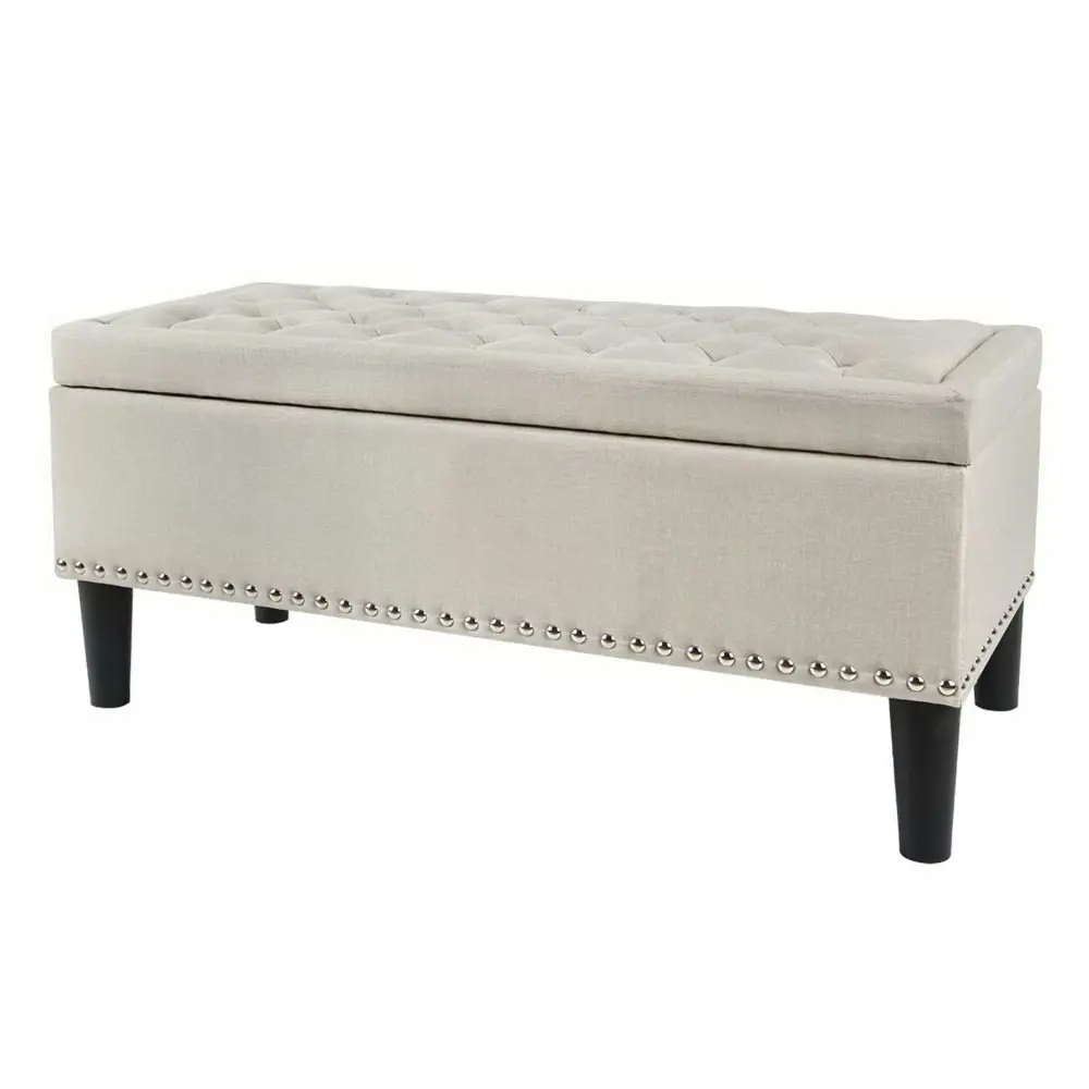 Artiss Storage Ottoman Blanket Box 96cm Linen Taupe