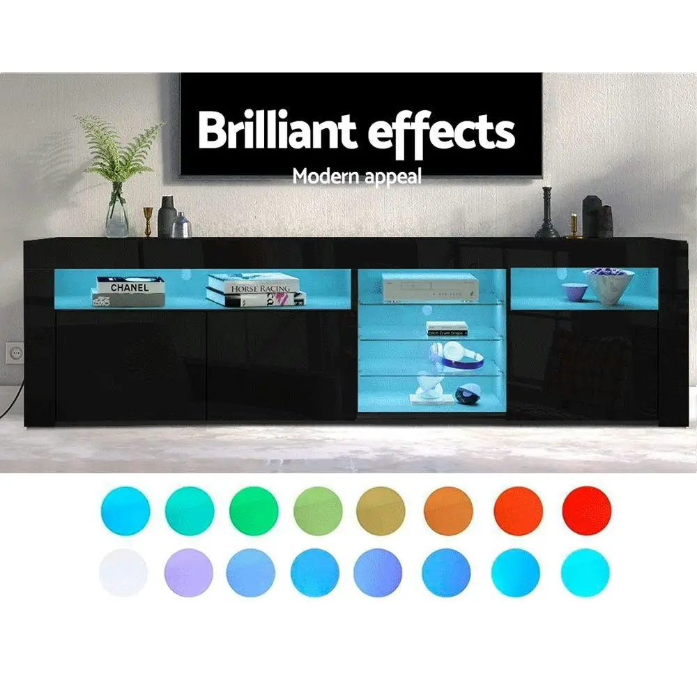 Artiss Entertainment Unit TV Cabinet LED 180cm Black Bobi