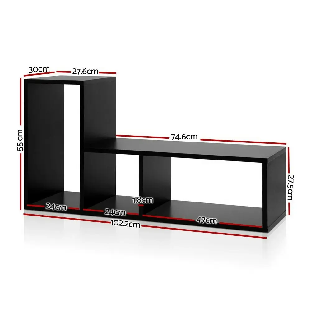 Artiss Bookshelf L Shape DIY - Black