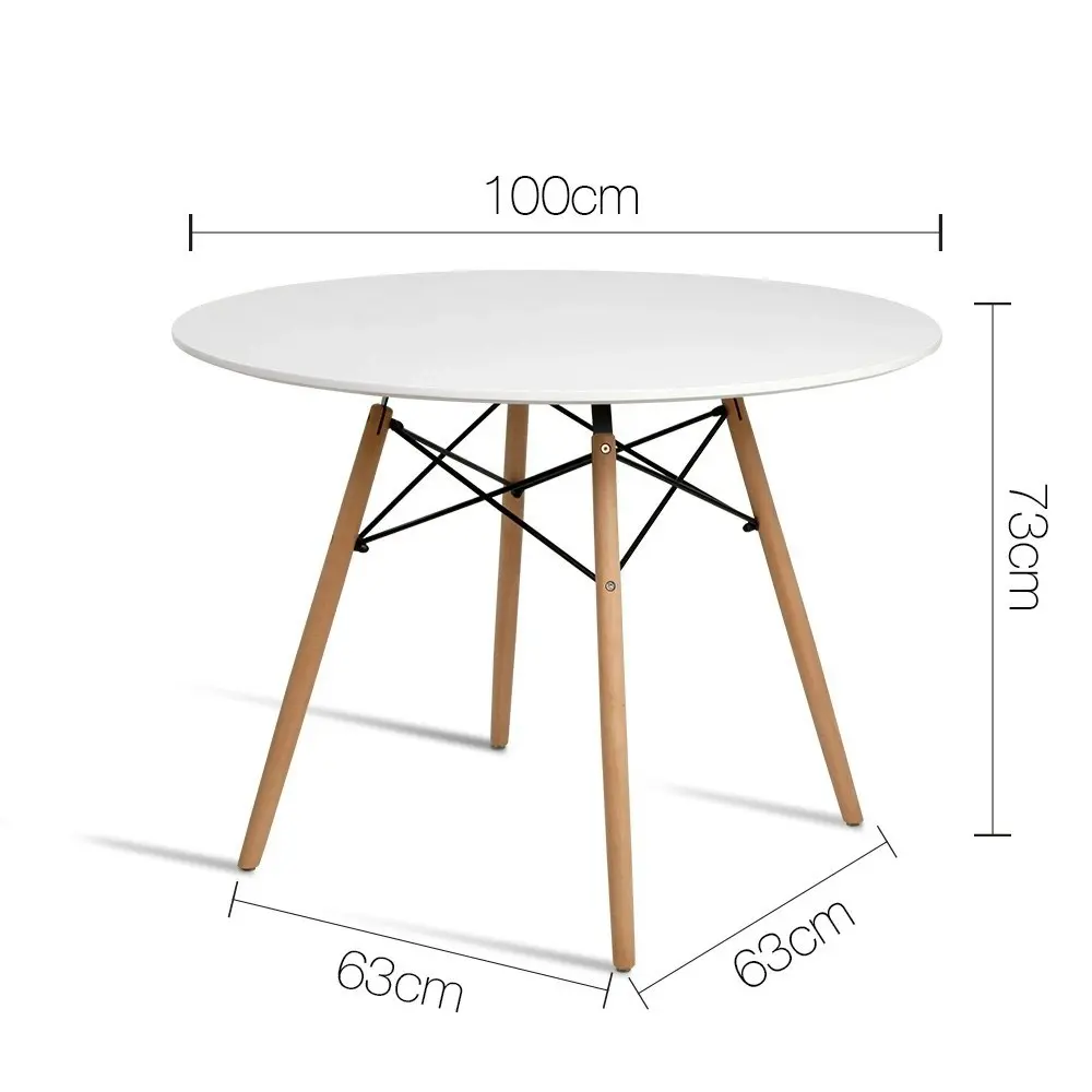 Artiss Dining Table Round White 4 Seater 100CM