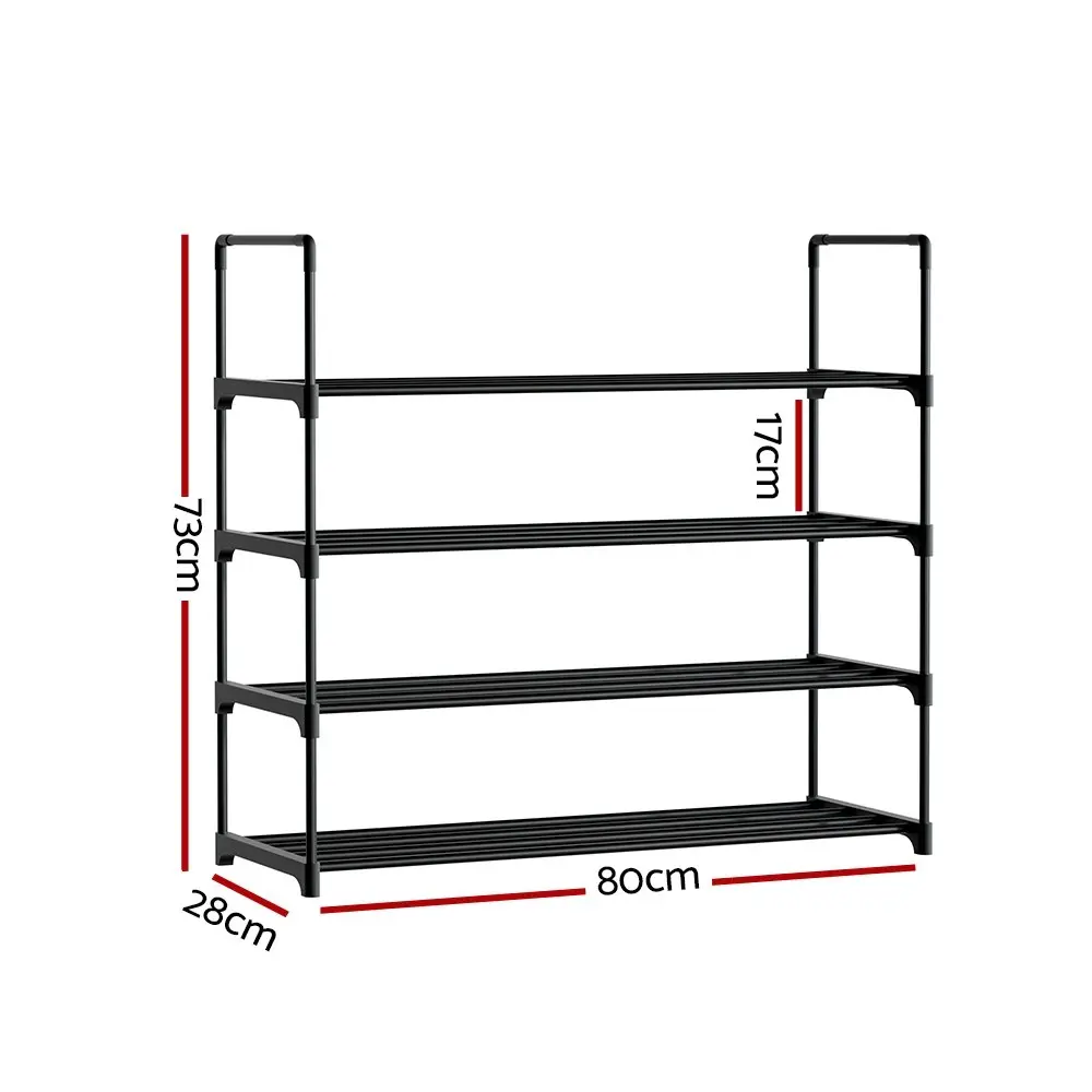 Artiss Shoe Rack Cabinet Stackable 4-tier 16 Pairs Black