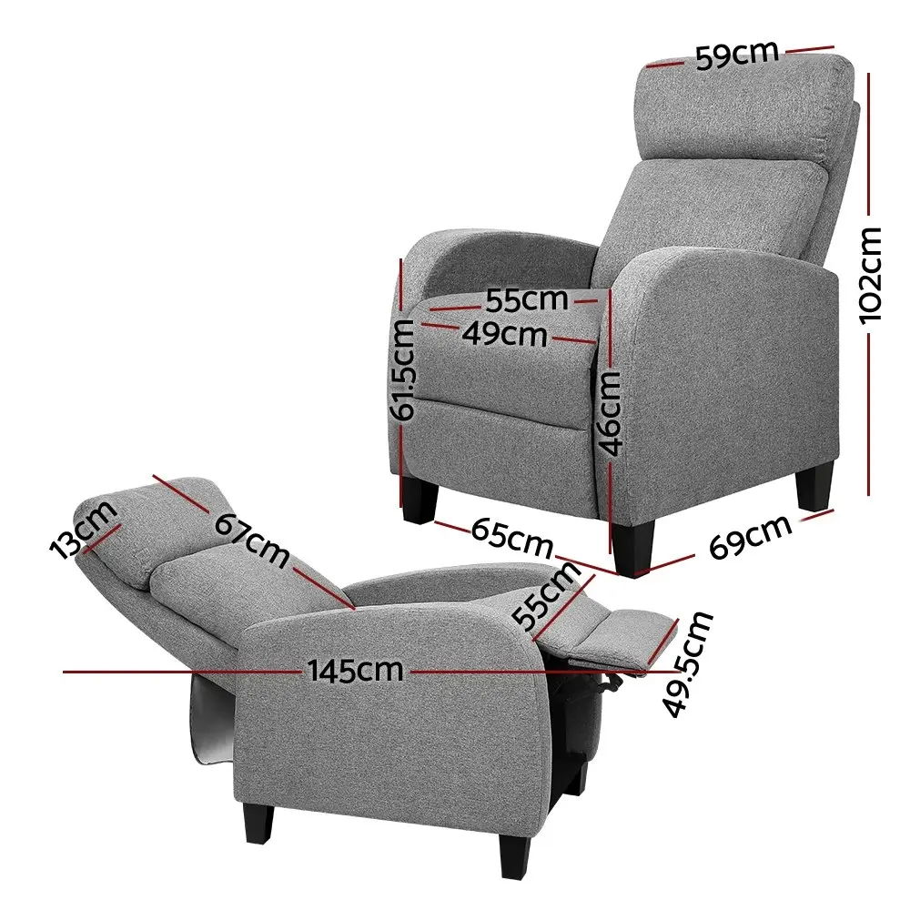 Artiss Recliner Chair Sofa Armchair Fabric