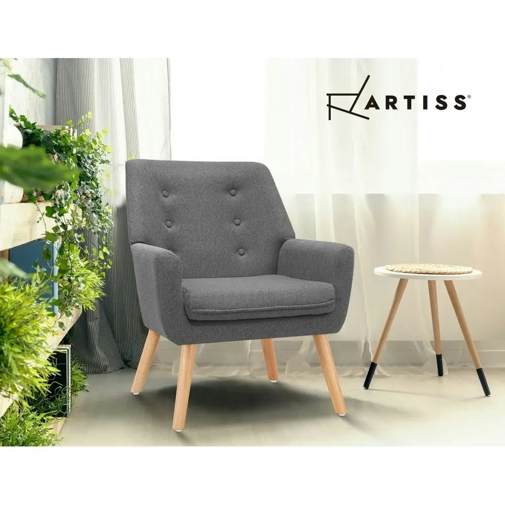 Artiss Armchair Lounge Chair Fabric Sofa Accent Chairs Tub Armchairs Grey