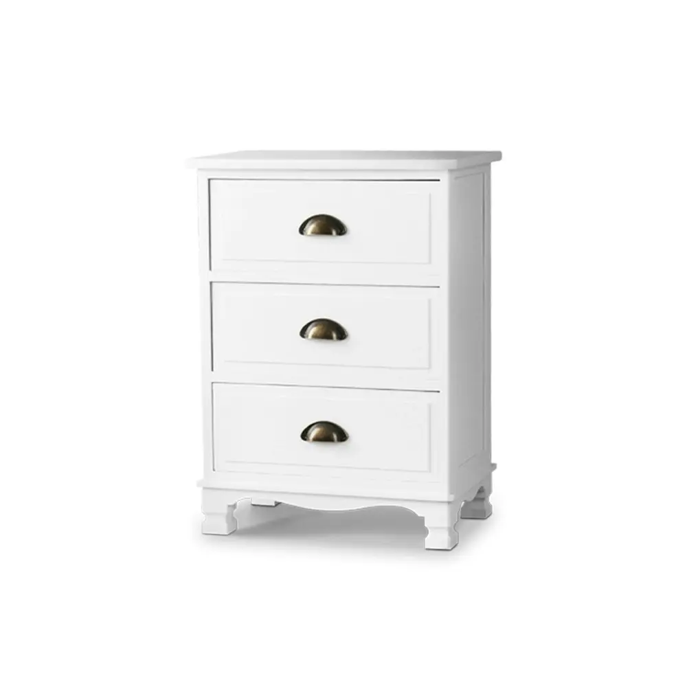 Artiss Bedside Table 3 Drawers Vintage - THYME White