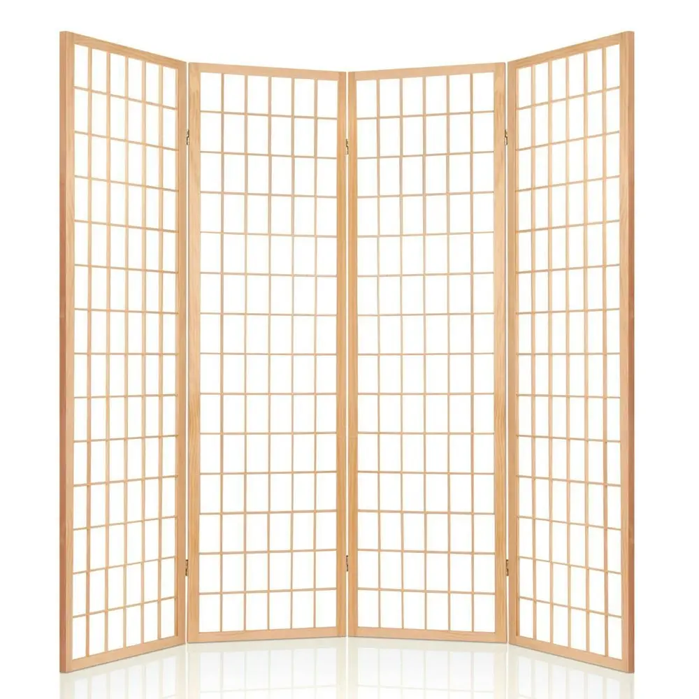 Artiss 4 Panel Room Divider Screen 174x179cm Natural