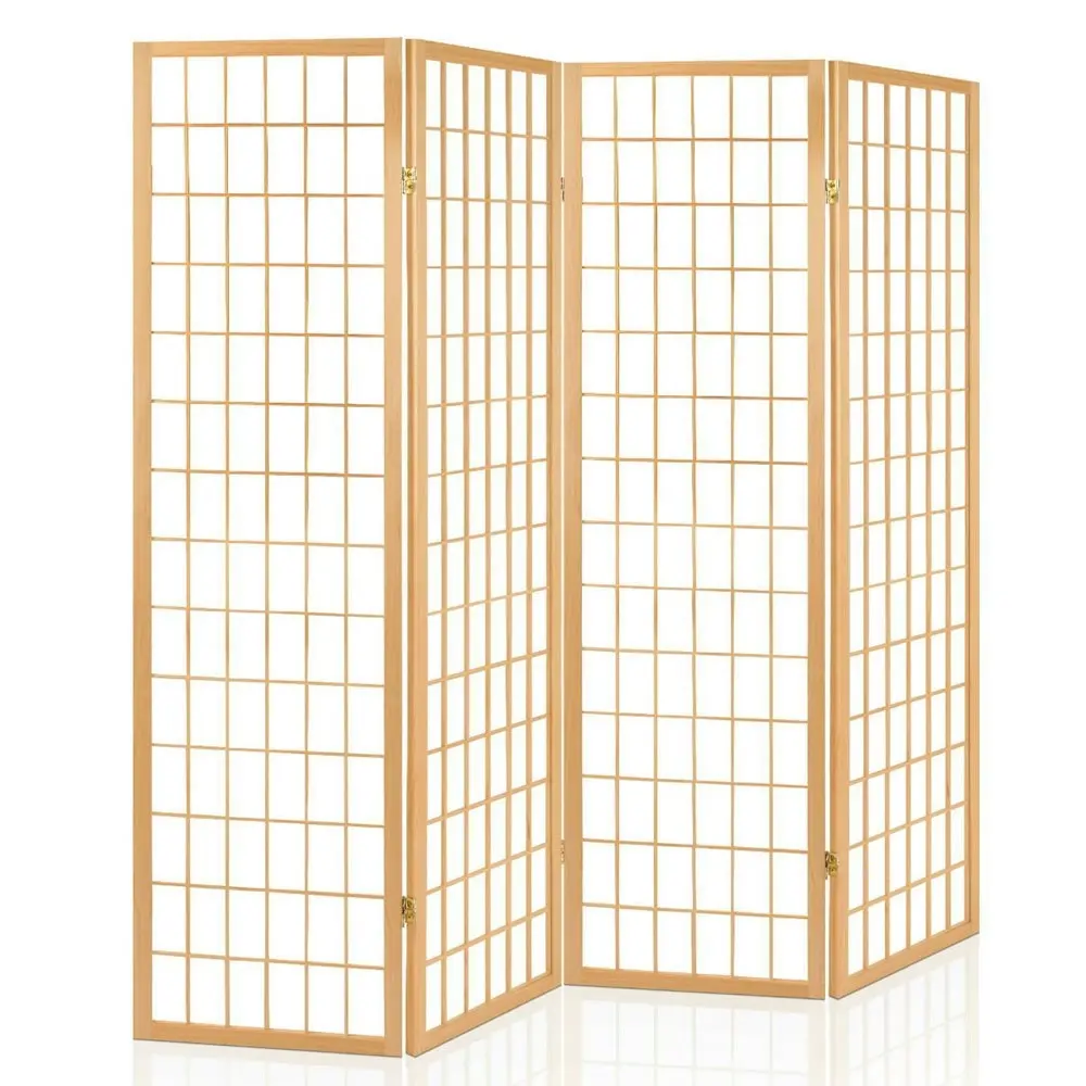 Artiss 4 Panel Room Divider Screen 174x179cm Natural