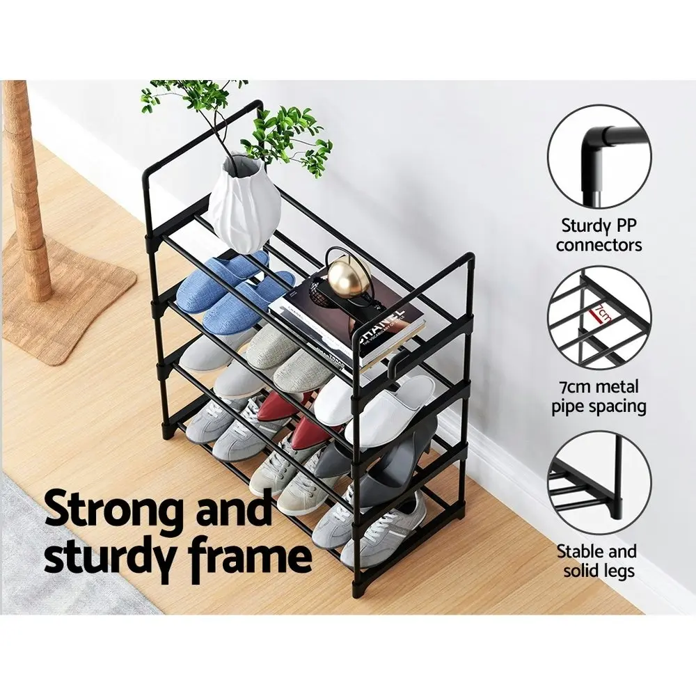 Artiss Shoe Rack 4-tier 12 Pairs Stackable Black