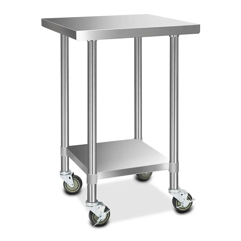 Cefito 610x610mm Stainless Steel Kitchen Bench with Wheels 430