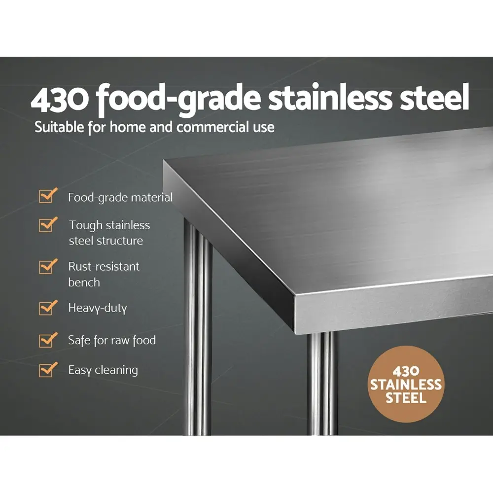 Cefito 1829x760mmÂ Stainless Steel Kitchen Bench 430