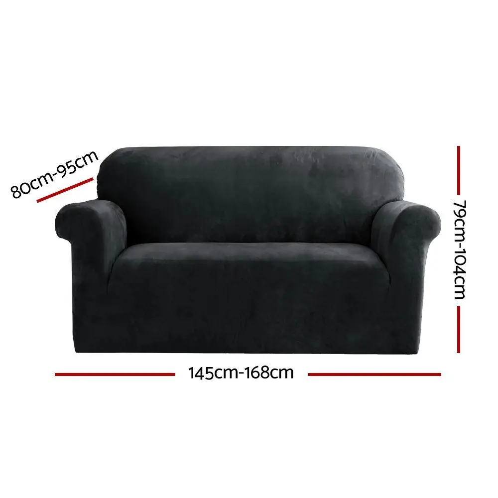 Artiss Sofa Cover Couch Covers 2 Seater Velvet Black