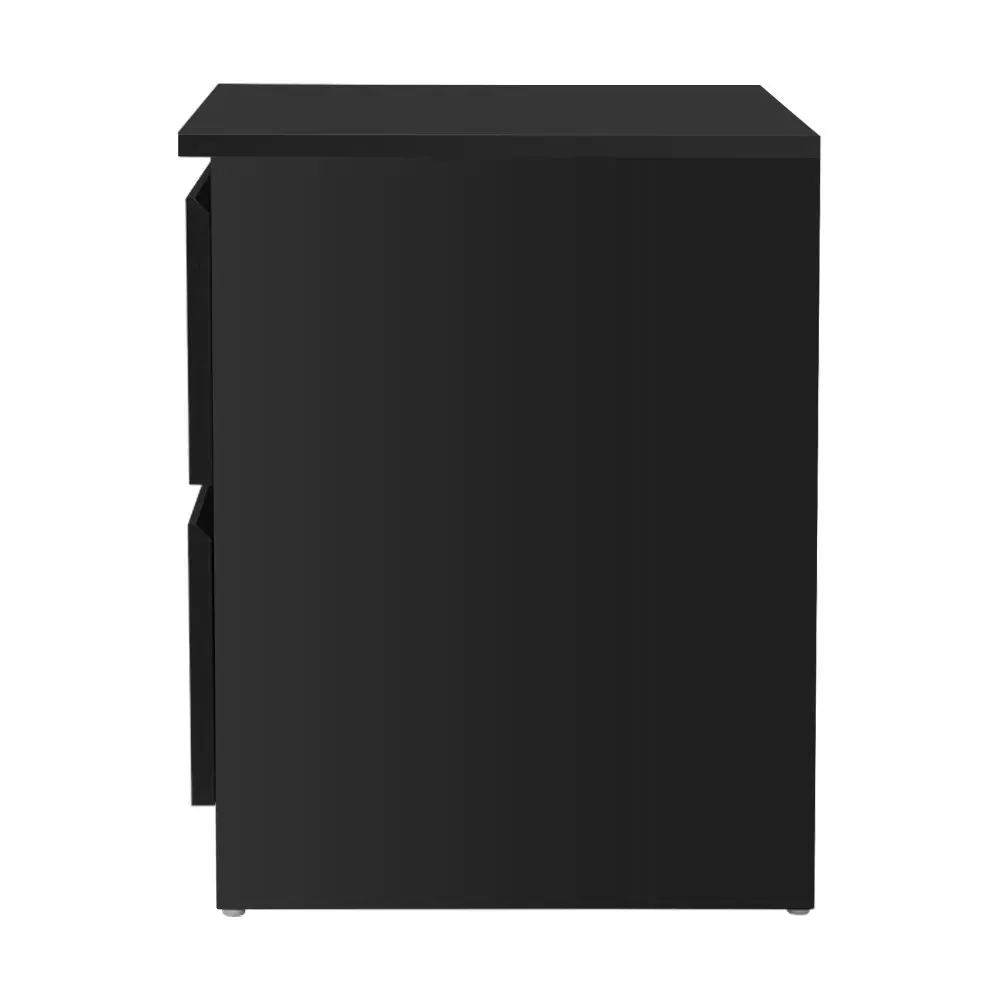 Artiss Bedside Table 2 Drawers - PEPE Black