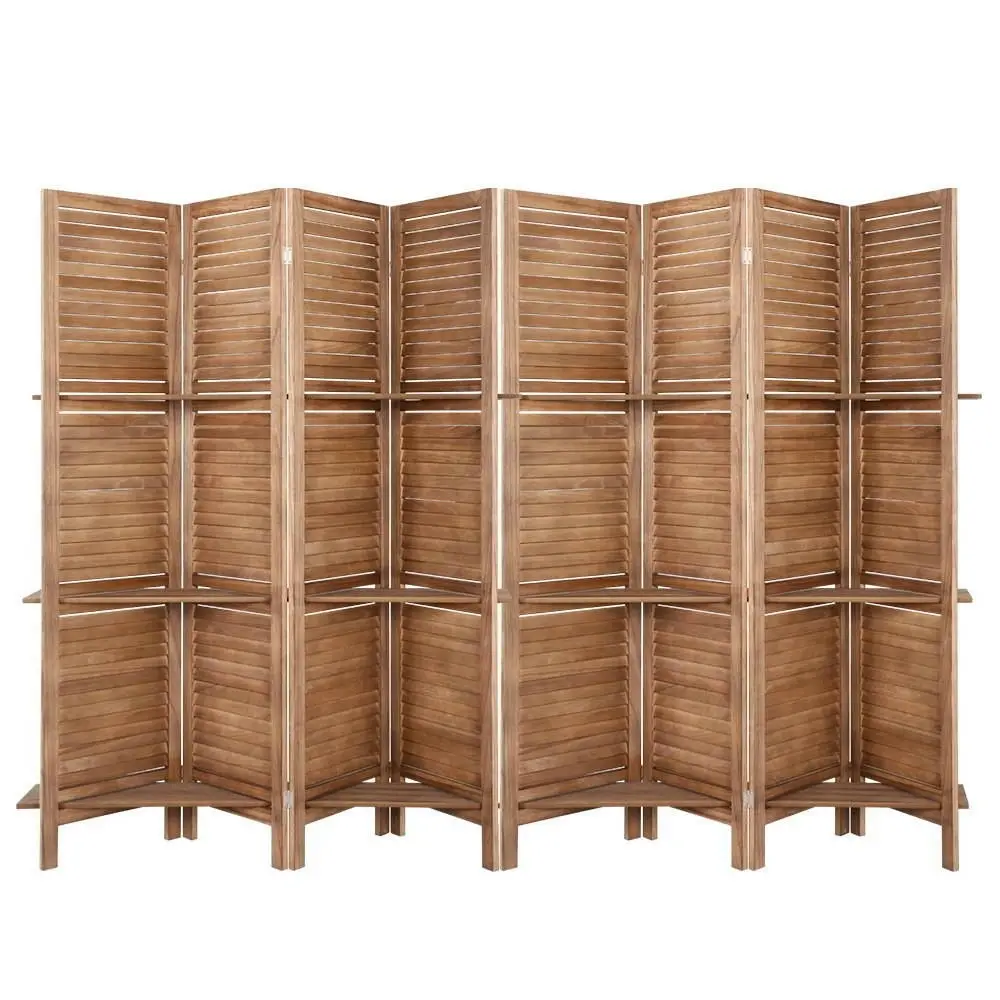 Artiss 8 Panel Room Divider Screen 326x170cm Shelf Oak