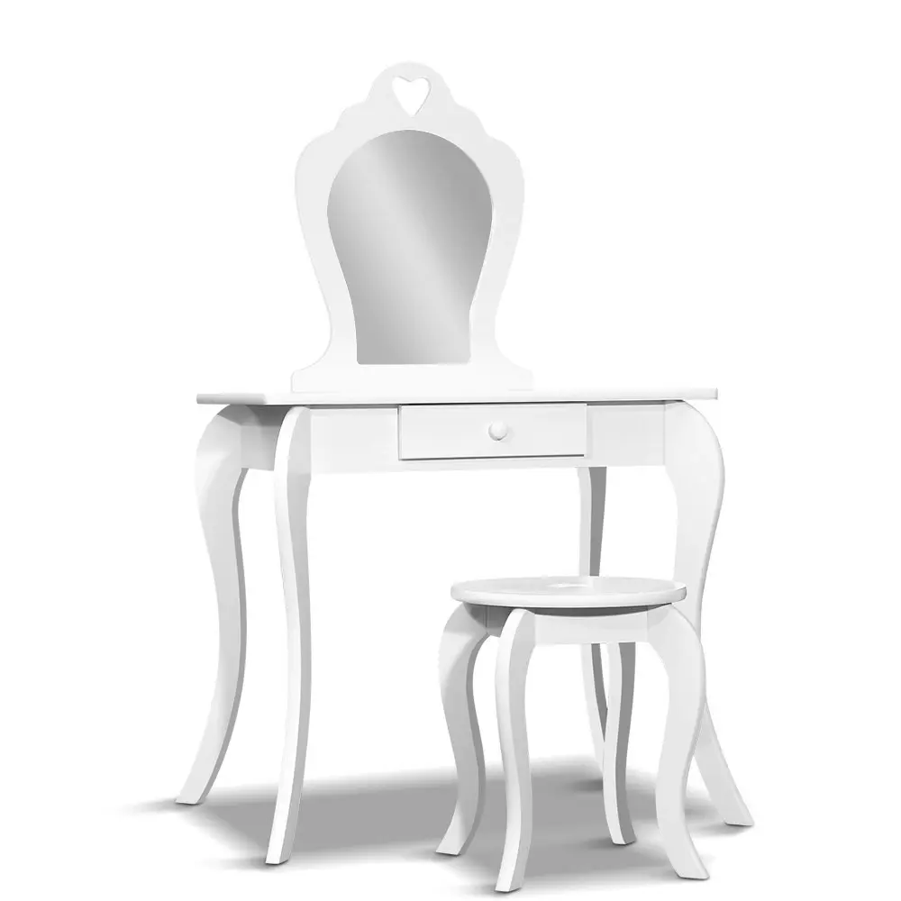 Keezi Kids Dressing Table Stool Set Vanity Mirror Princess Children Makeup White