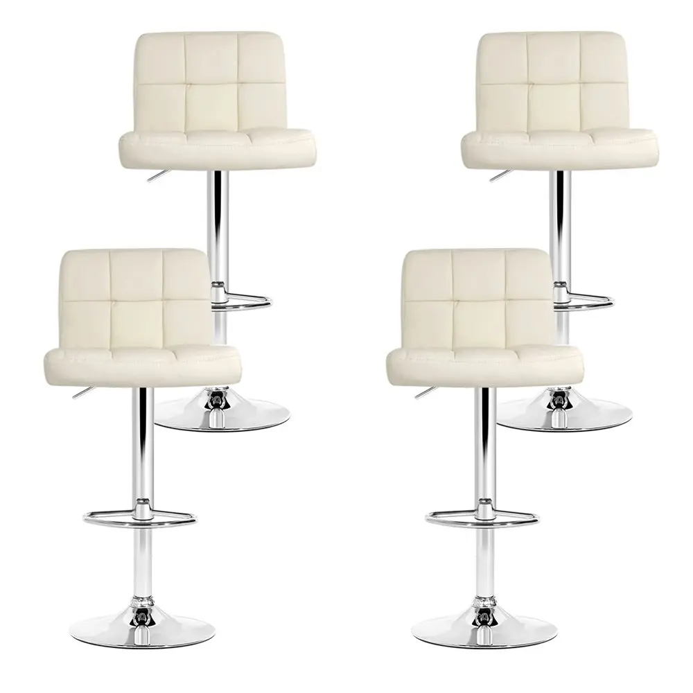 Artiss 4x Bar Stools Leather Gas Lift Beige