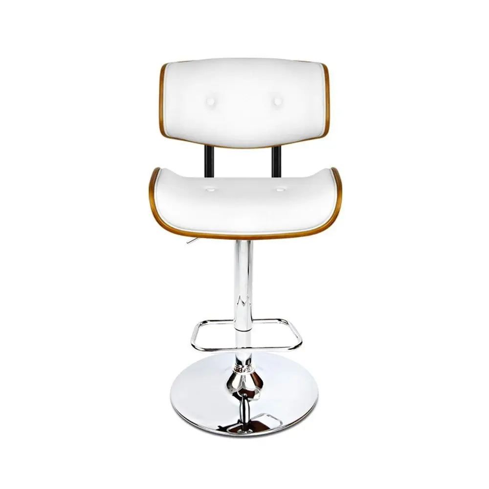 Artiss Bar Stools Gas Lift Leather White