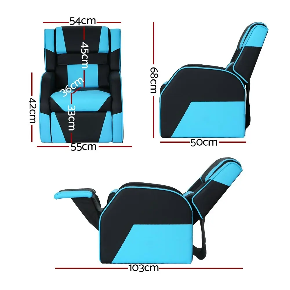 Keezi Kids Recliner Chair Gaming Sofa Lounge Couch Children Armchair Black Blue