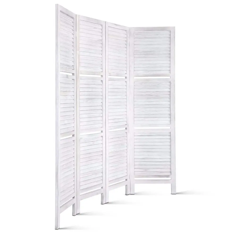 Artiss 4 Panel Room Divider Screen 163x170cm Shelf White