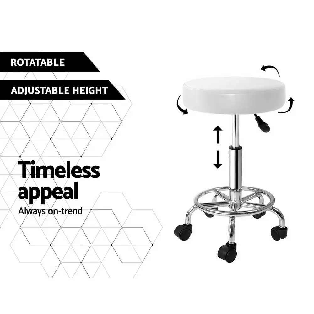 Artiss Salon Stool Round Swivel Chair White