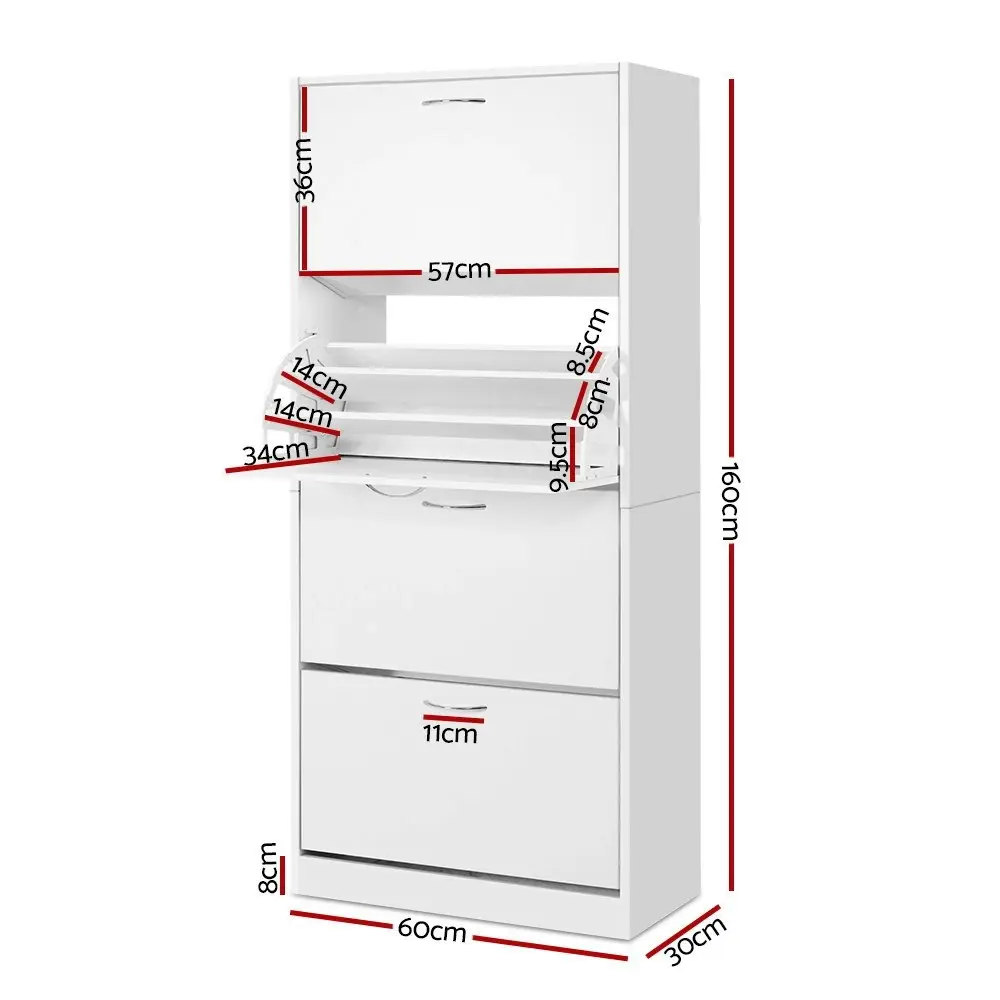 Artiss Shoe Rack Shoes Storage Cabinet 60 Pairs 4 Doors - White