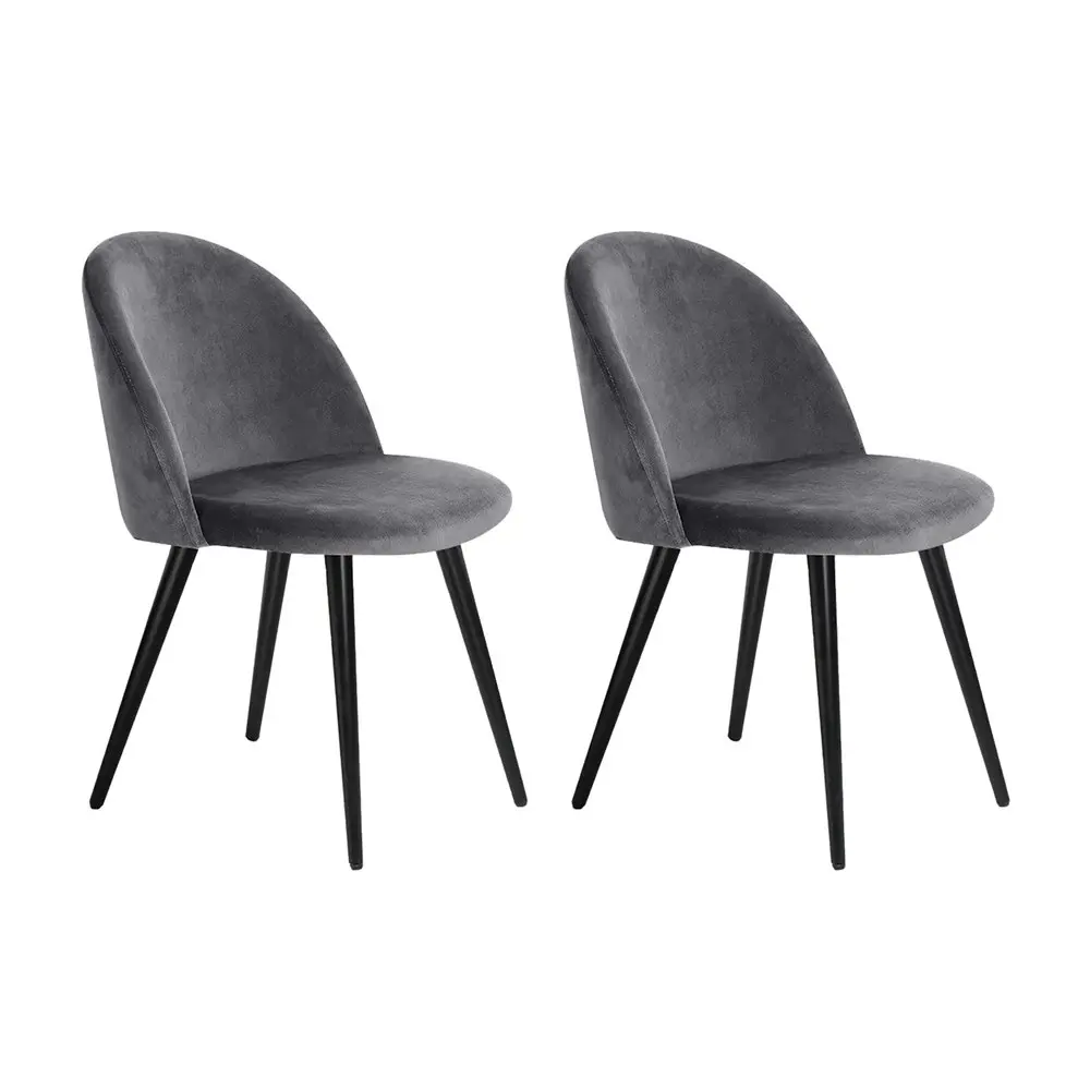 Artiss Dining Chairs Set of 2 Velvet Solid Curved Dark Grey