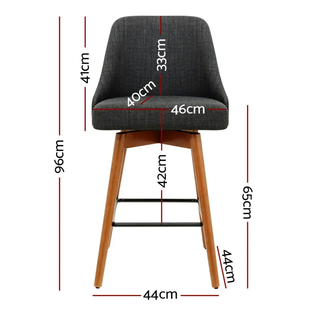 Artiss 4x Bar Stools Swivel Seat Wooden Charcoal