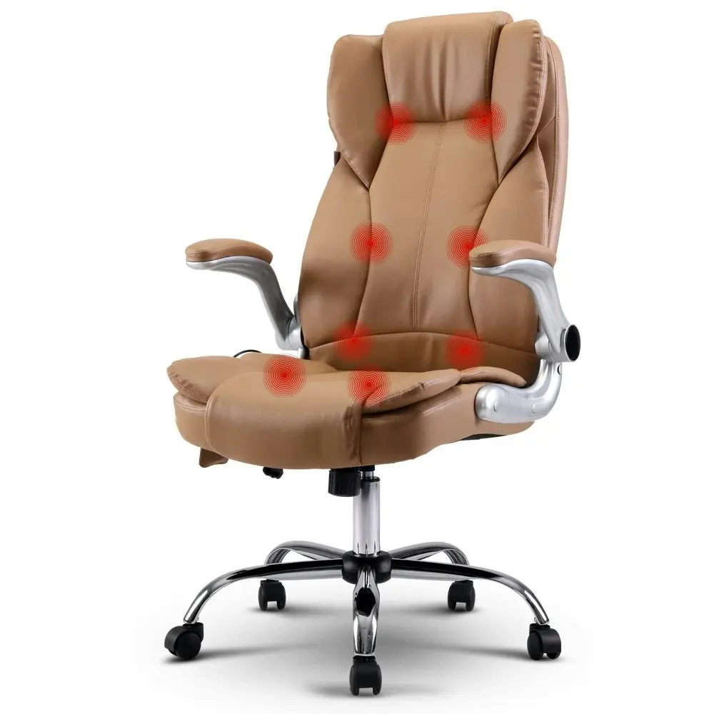 Artiss 8 Point Massage Office Chair PU Leather Espresso