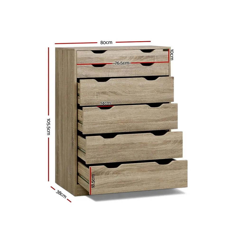 Artiss 6 Chest of Drawers - MYLA Oak