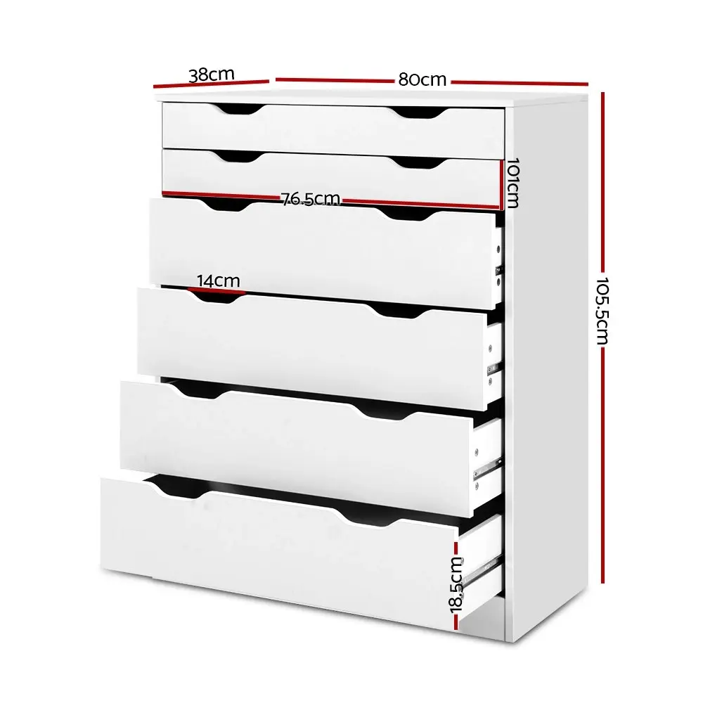 Artiss 6 Chest of Drawers - MYLA White