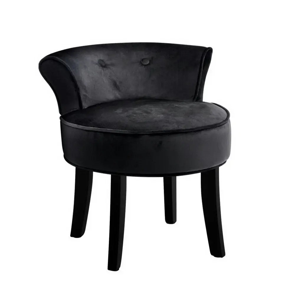 Artiss Vanity Stool Velvet Black Abella