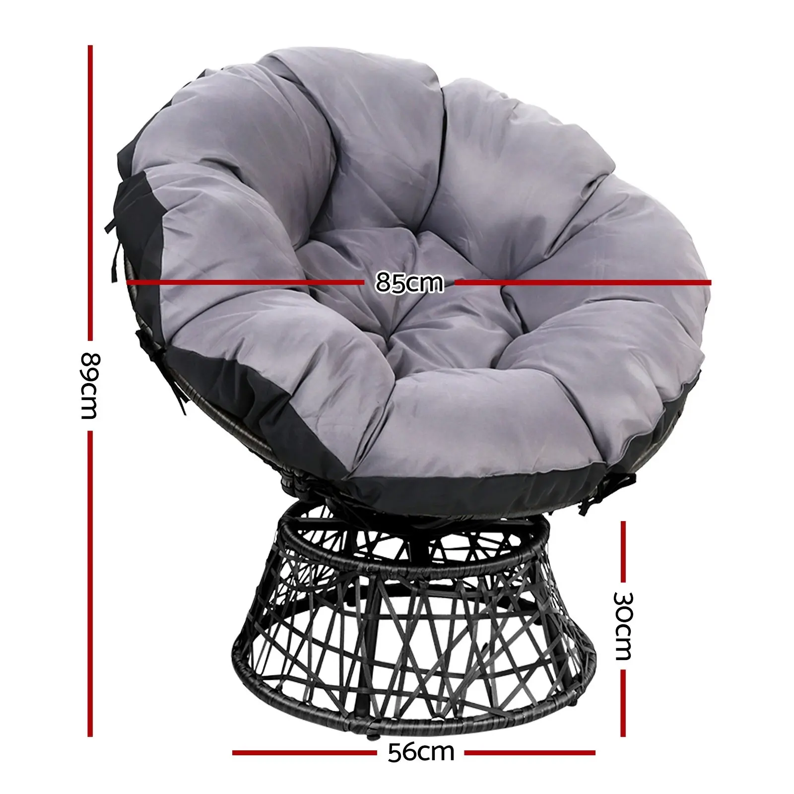 Gardeon Outdoor Chairs Outdoor Furniture Papasan Chair Wicker Patio Garden Black